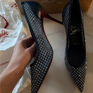 Christian Louboutin blue and crystal stone Heels